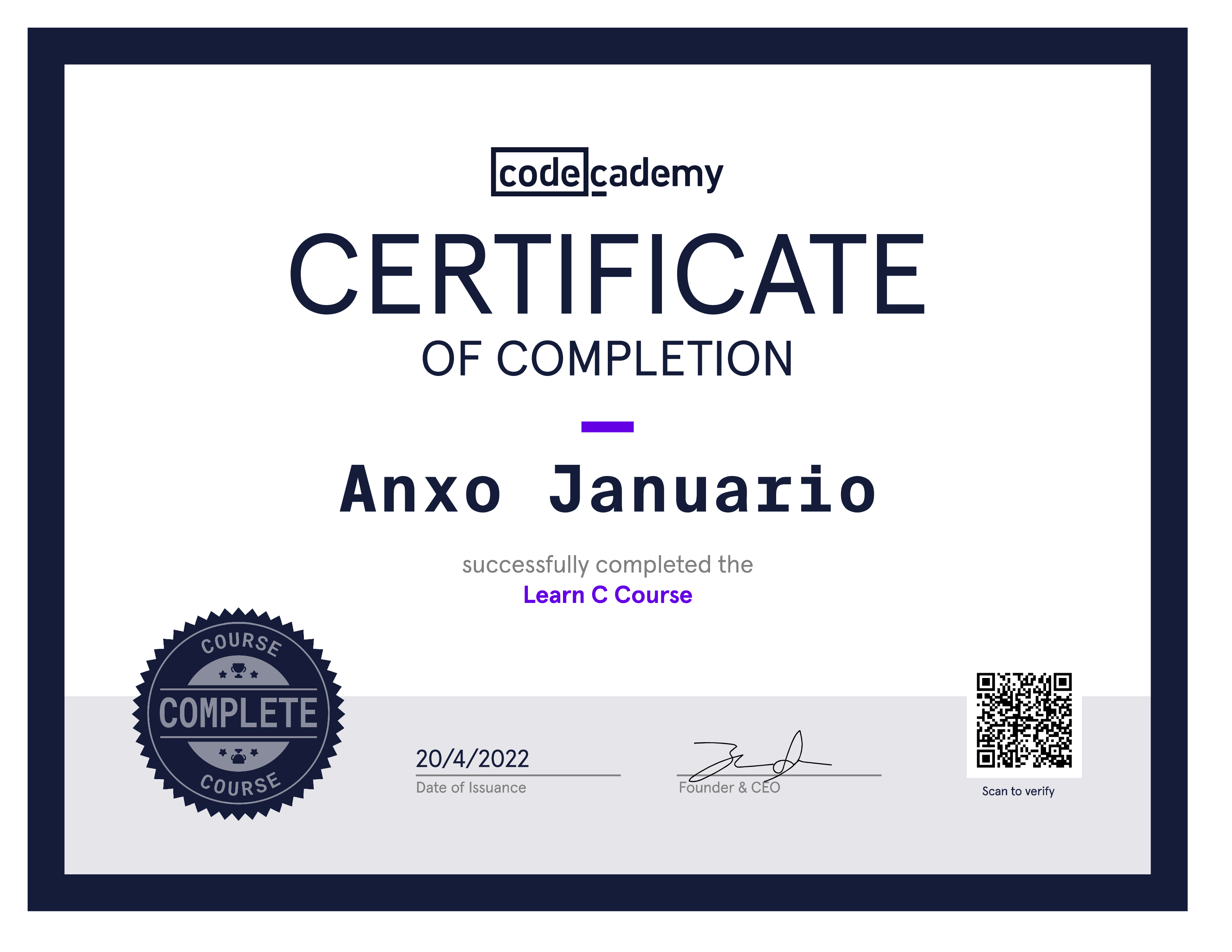 Learn C badge