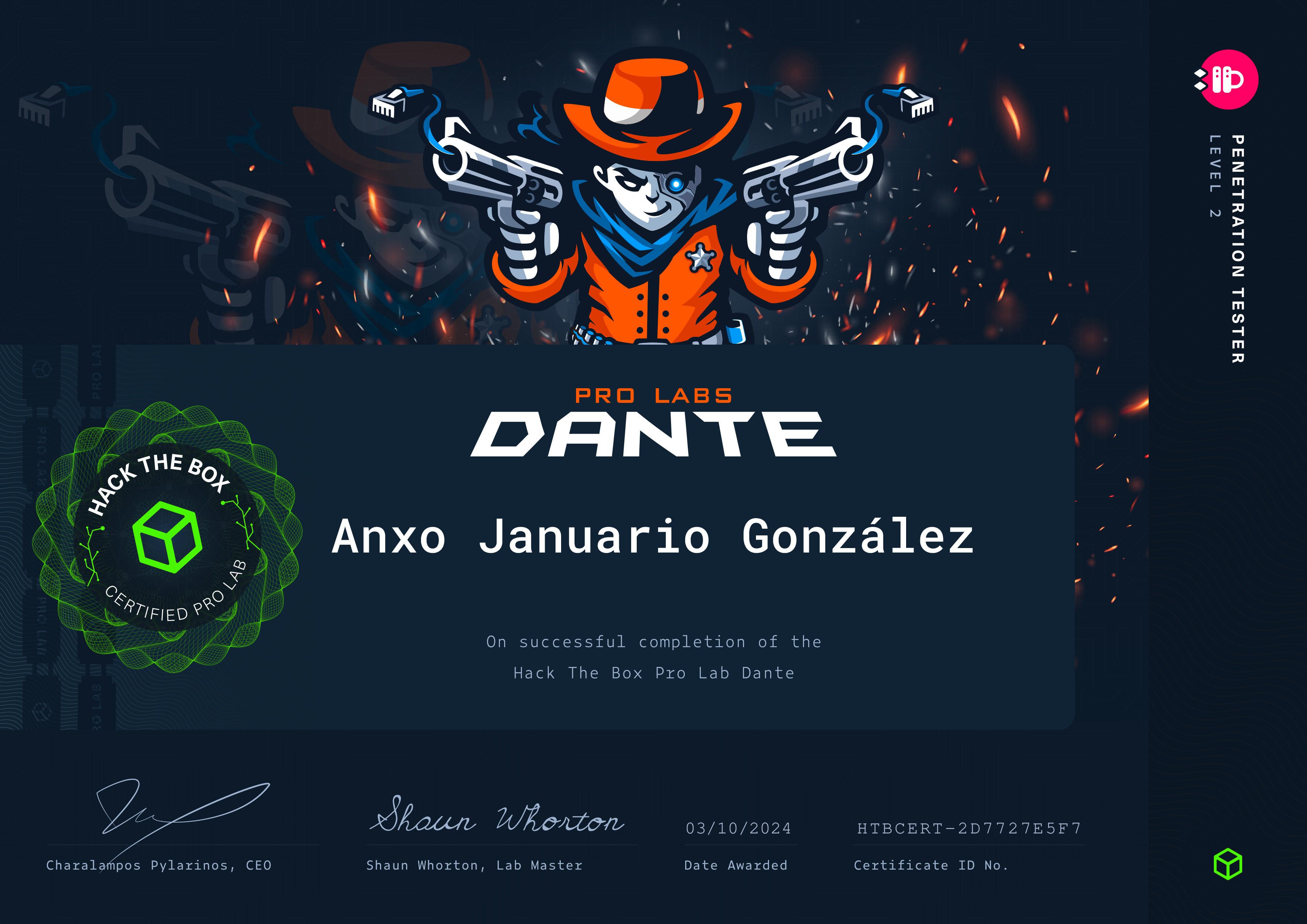 HTB-Dante Pro Lab badge