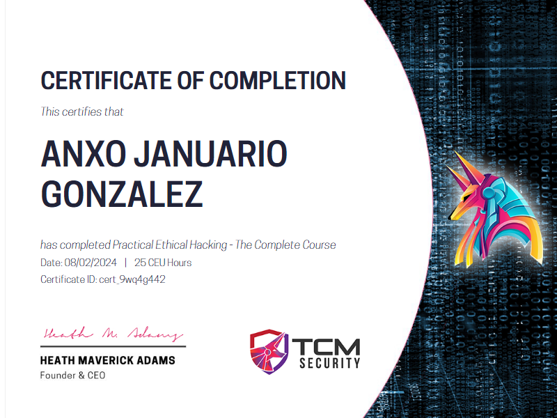 TCM Practical Ethical Hacking badge