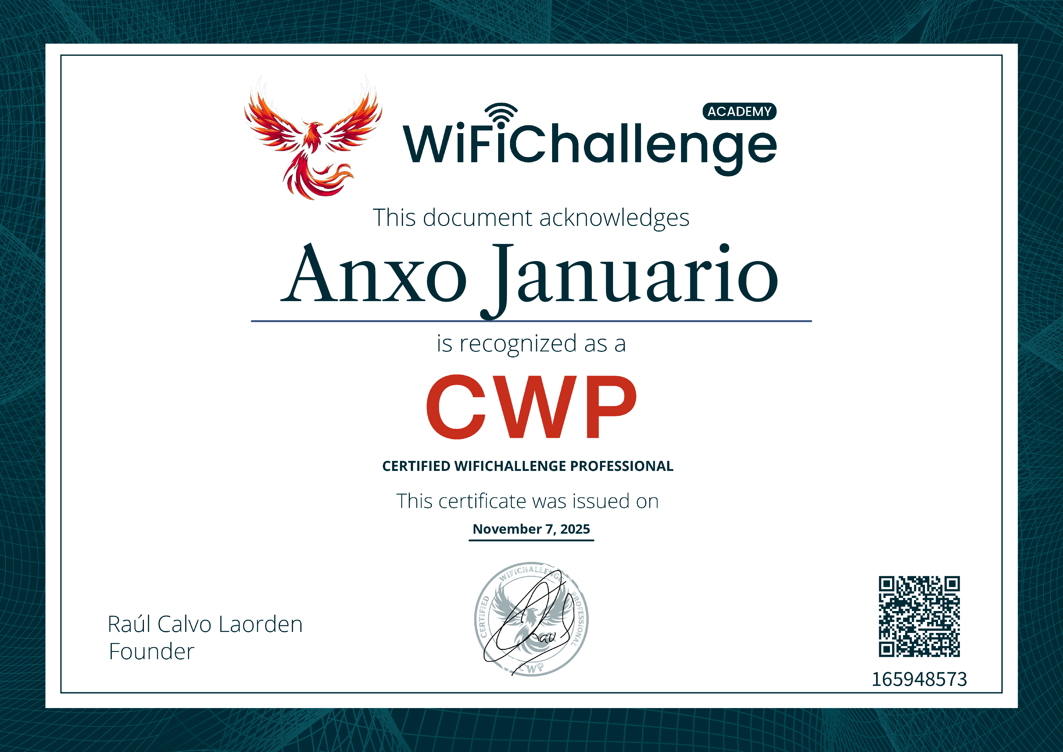 Certified WiFiChallenge Professional (CWP) badge